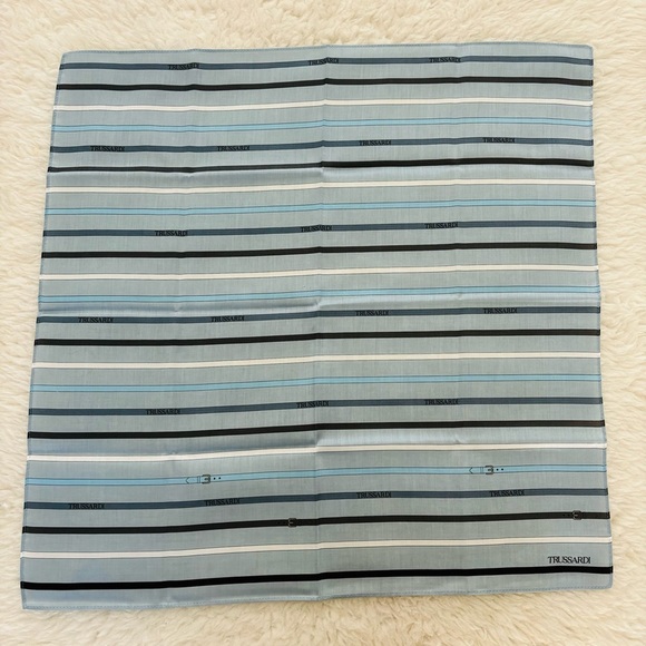 Trussardi Multicolored Cotton Striped Square Unisex Bandanna/Scarp 20” X 20” - Picture 1 of 9